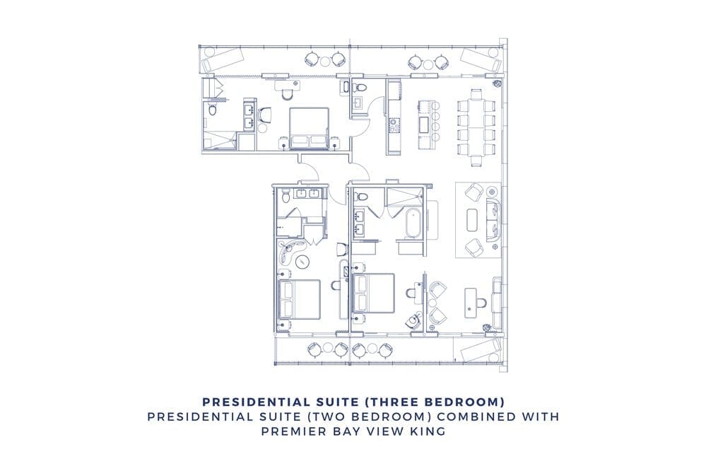 presidential suite three bedroom floor plan