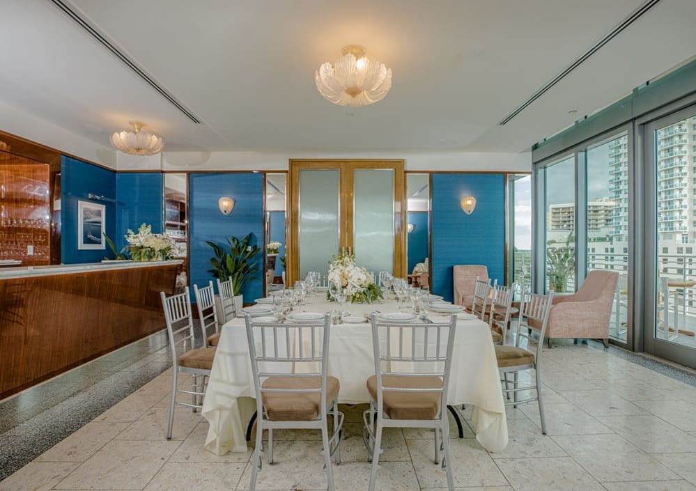 internal shot of starlight ballroom with dining table