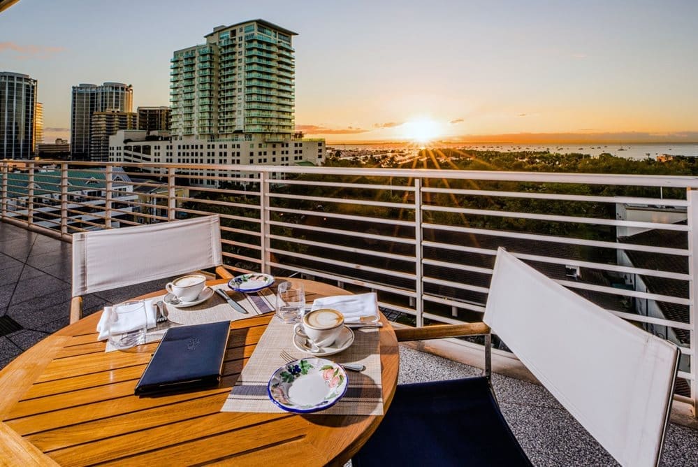 bellini terrace dining space overlooking miami