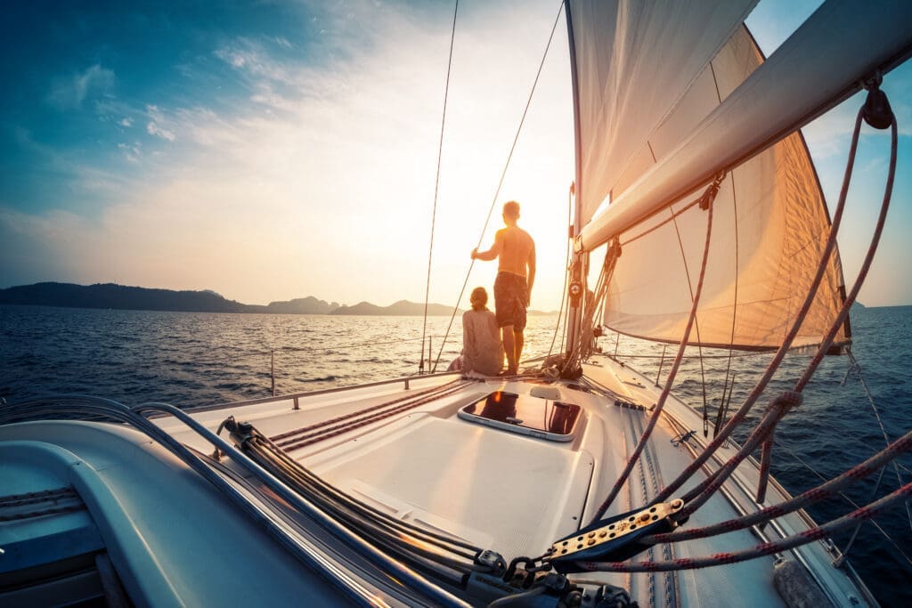 amazing shot of customers sailing the sea